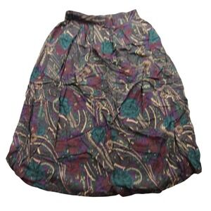 Sag Harbor Women's Floral Print Midi Skirt Elastic Waist‎ Rayon Med